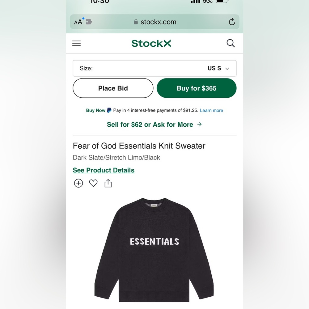 New with tags Essentials Fear of God black knit crewnwck sweater - Picture 6 of 6